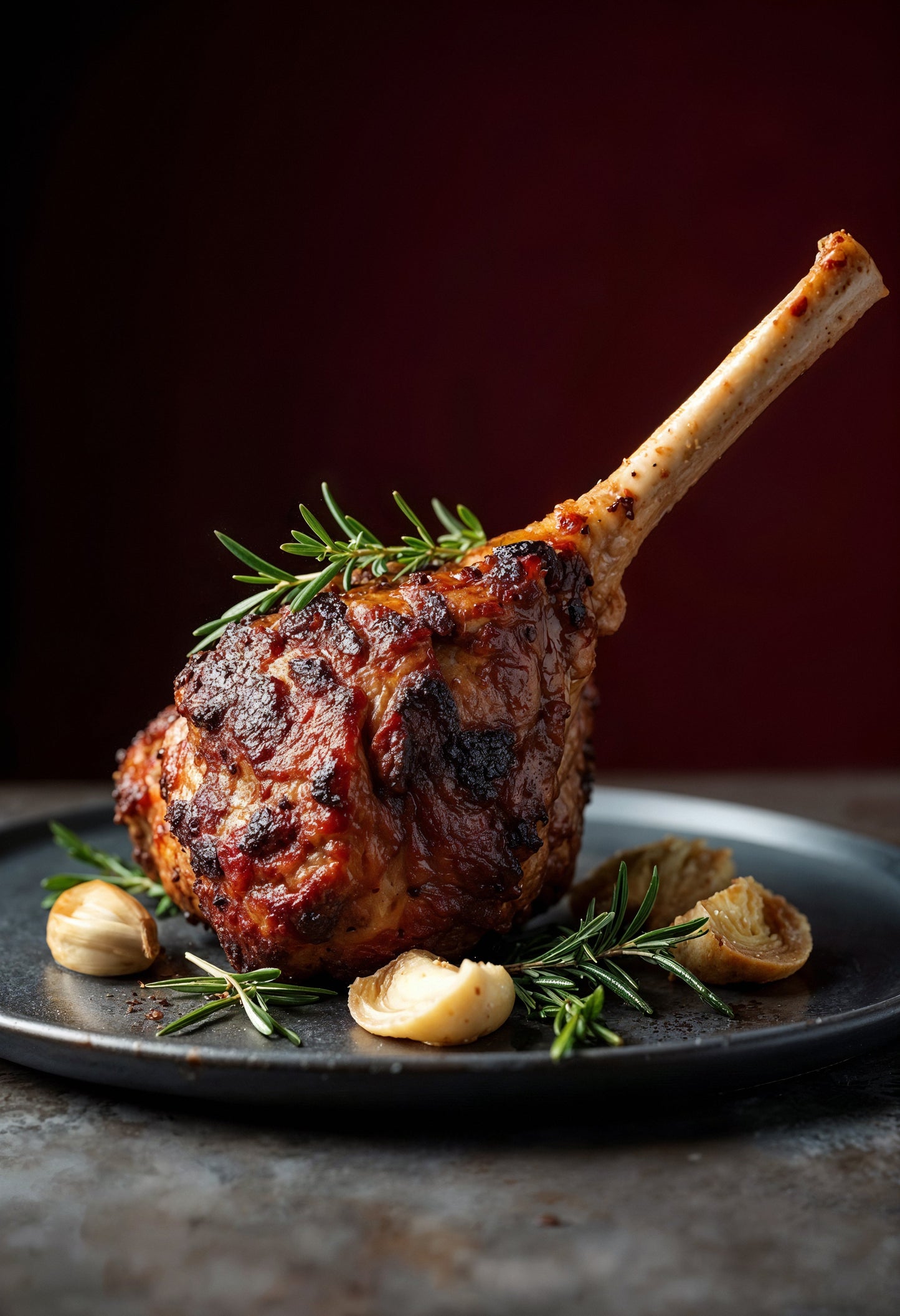 Whole roasted suckling lamb leg in its own juices (0.550kg).